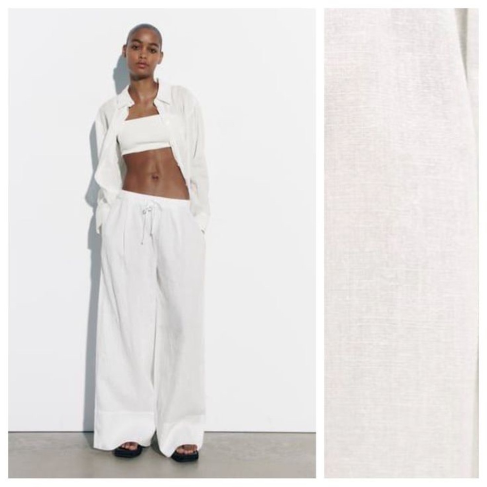 Zara White Linen Pants